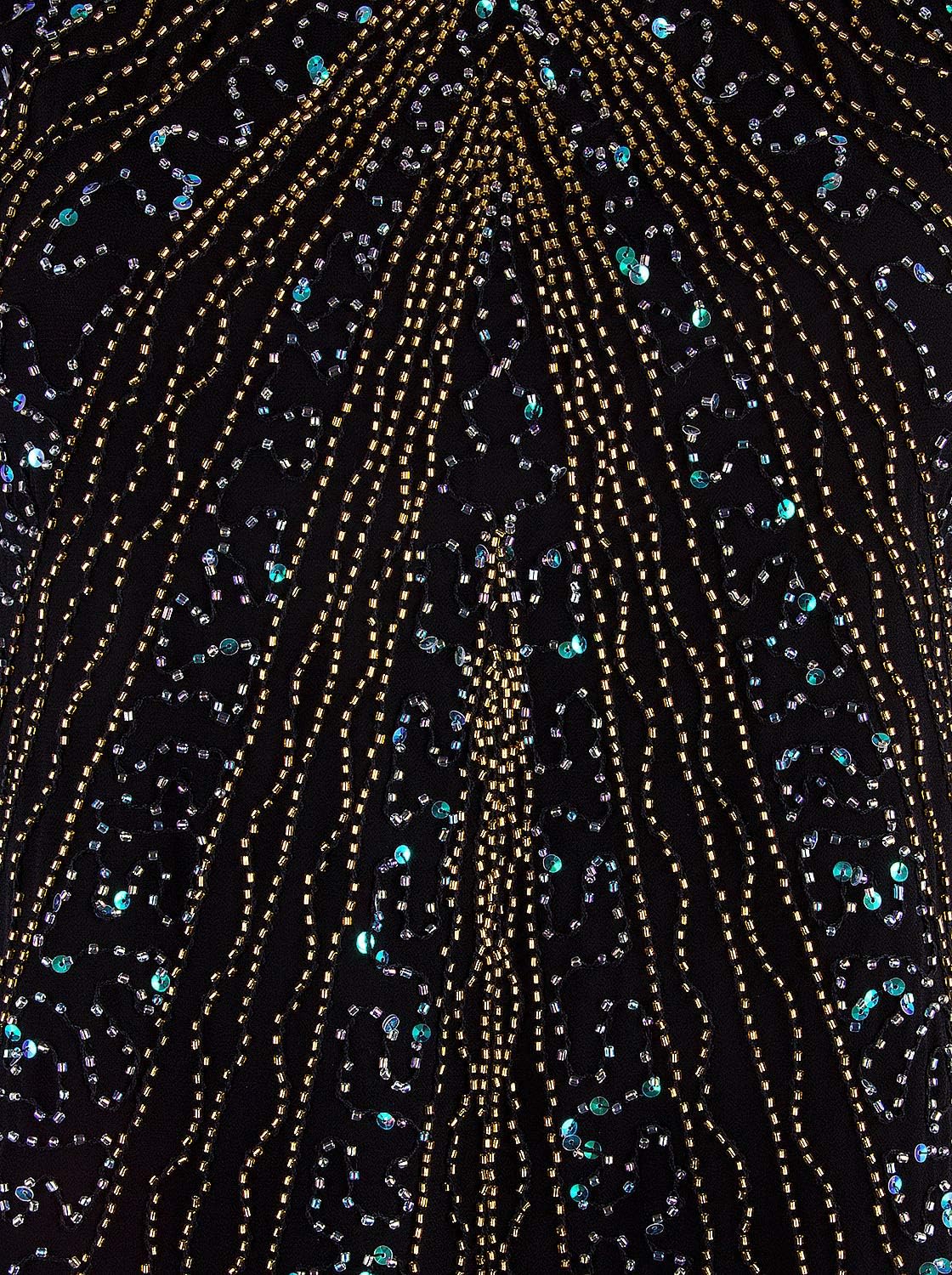 Vijiv Women's 1920s Vintage Beaded Evening Top Art Deco Scalloped Hem Sequin Embellished Blouse Tunic - Image 6