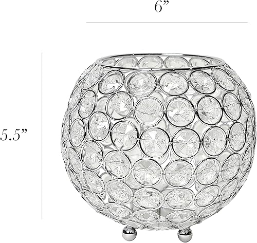 Miniatura 8 de Elegant Designs HG1005-CHR Elipse - Portavelas circular de cristal, florero, centro de mesa de boda, regalo, 3.75 pulgadas, cromado