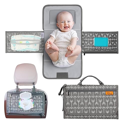 Miniatura 14 de Kopi Baby Cambiador de pañales portátil, bolsa de viaje para cambiador de pañales para bebé con bolsillo para toallitas, cambiador portátil de