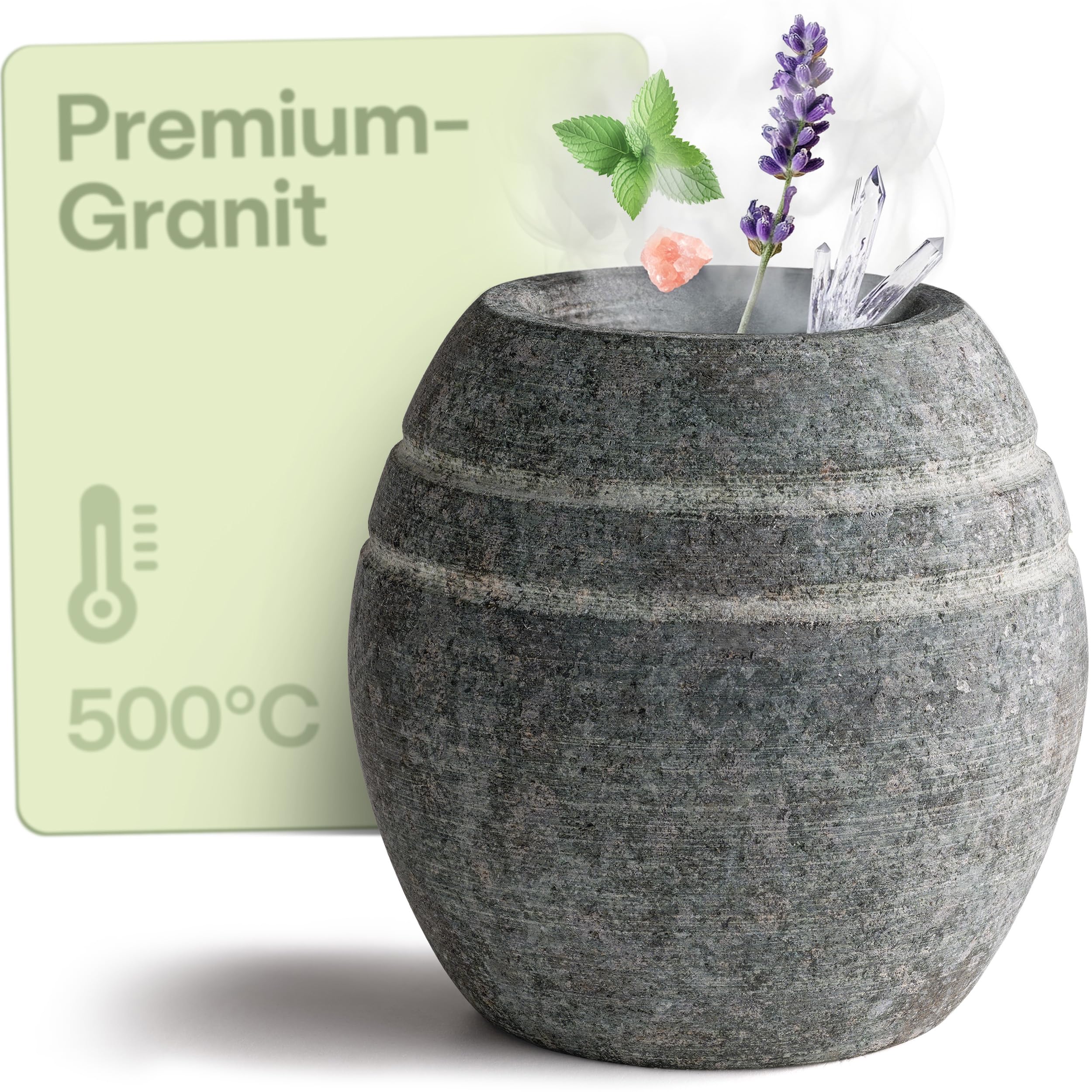 Praknu Sauna Verdampferschale aus robustem Granit – Saunazubehör für entspannende Duftmomente – Aromaschale für Aufgüsse auf Saunasteine mit Mentholkristalle– Sauna Zubehör für Zuhause & als Geschenk