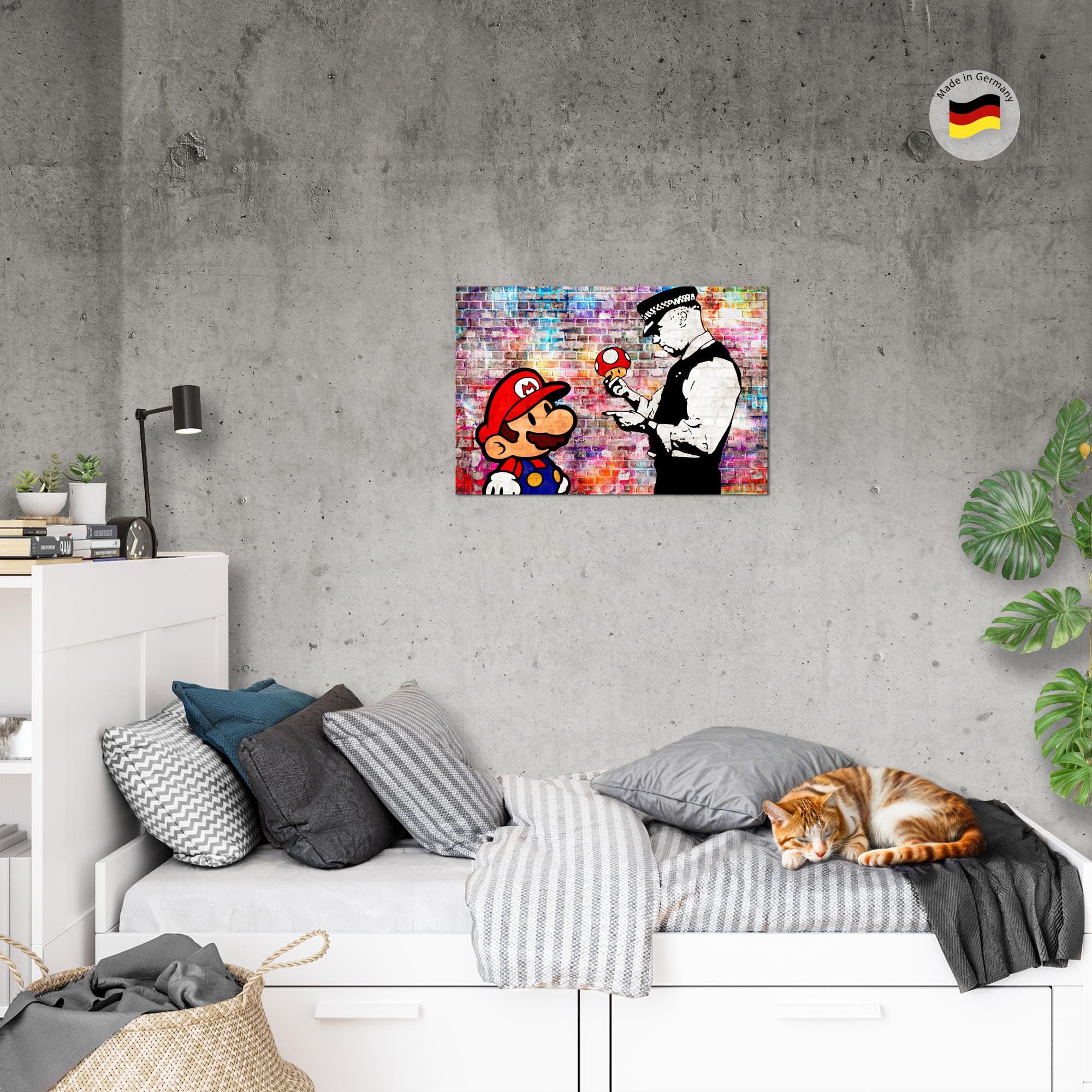Runa Art Tableau Mario Cop Moderne Tableau Decoracion Murale - Art Urbain Gris Salle 303014c