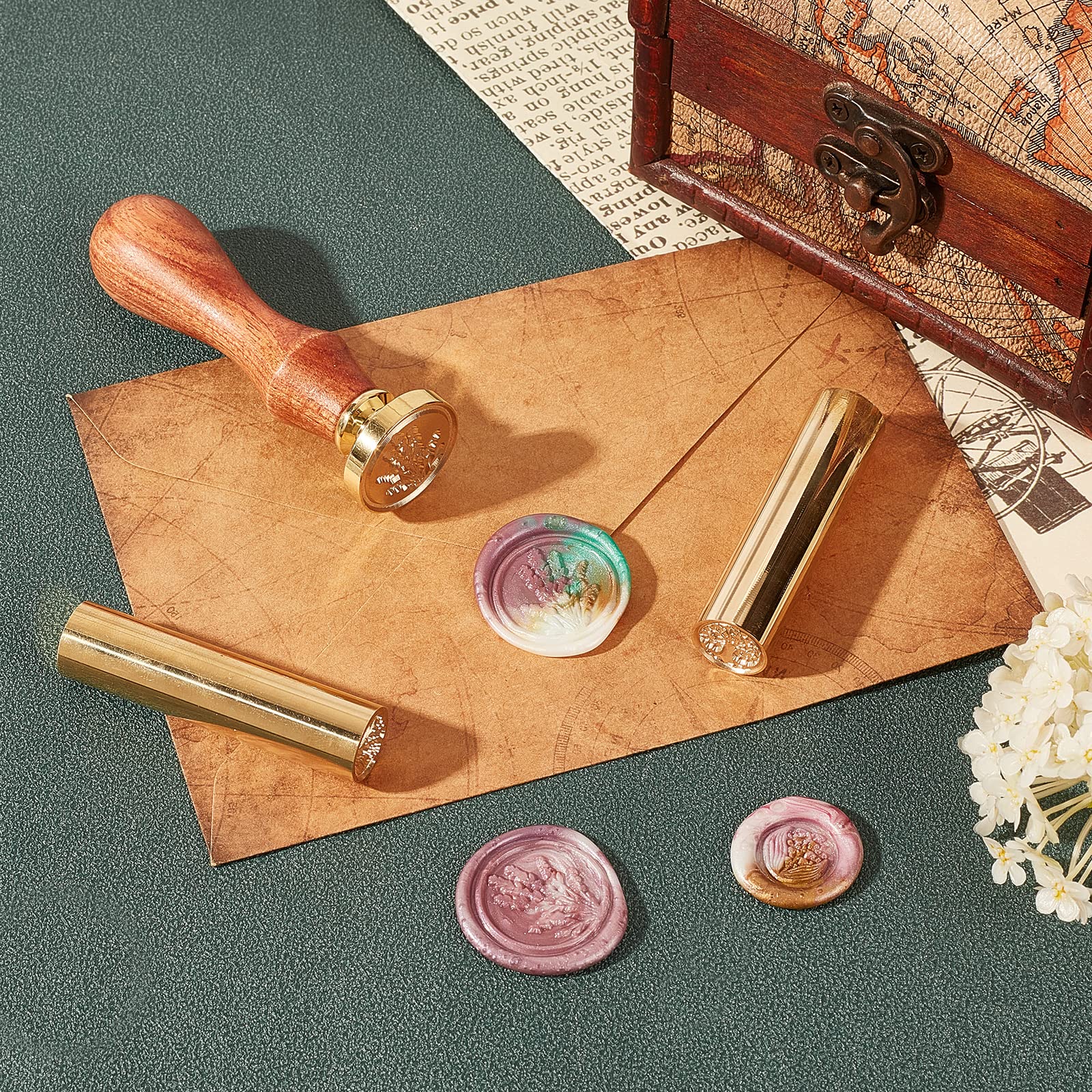CRASPIRE 15mm Mini Brass Wax Seal Stamp - Magic Bottle & Daisy 2-Sided Design For Letters & Invitations - View #4