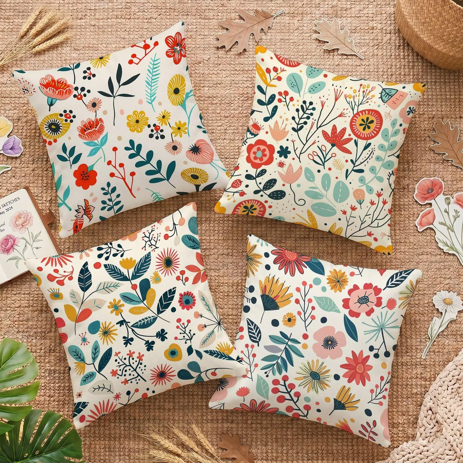 Coussin decoratif housse de coussin 35x35 cm velours fleurs