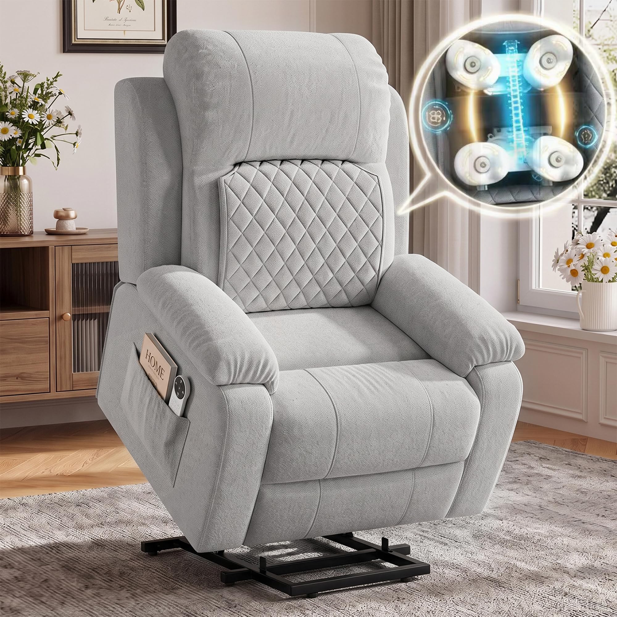 Power Recliner Chair with Massage, Electric Recliner for Elderly