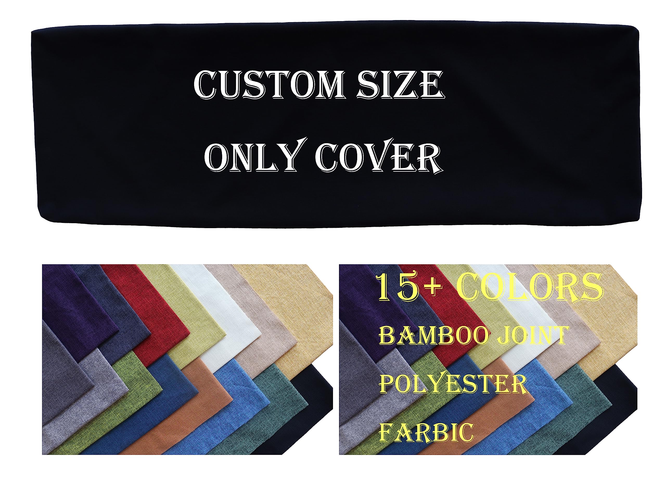 Jininworl Custom Size Furniture Cushion Covers, Covers Replacement, Indoor Bamboo Polyester Bench Cushion Sofa Pads Covers for Patio Porch Swing Garden Kitchen?(Polyester Cover, Custom Size).