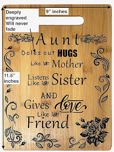 Miniatura 3 de Aunt Gift  Tabla de cortar de bambú con diseño de tía, regalo de cumpleaños o Navidad, lado grabado para decoración, colgante, reverso para uso