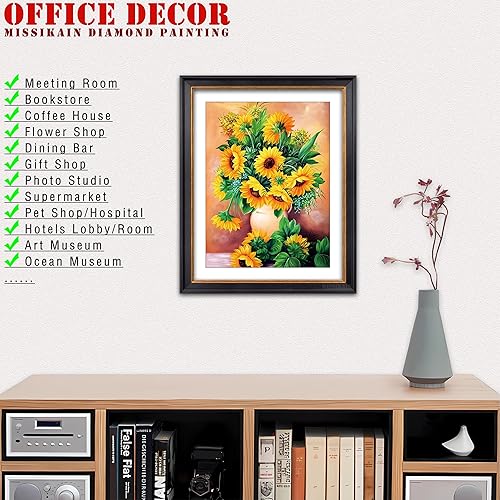 Miniatura 4 de MISSIKAIN Kits de pintura artística de diamantes para adultos y principiantes, pinturas de diamantes con flores de girasol 5D para decoración del