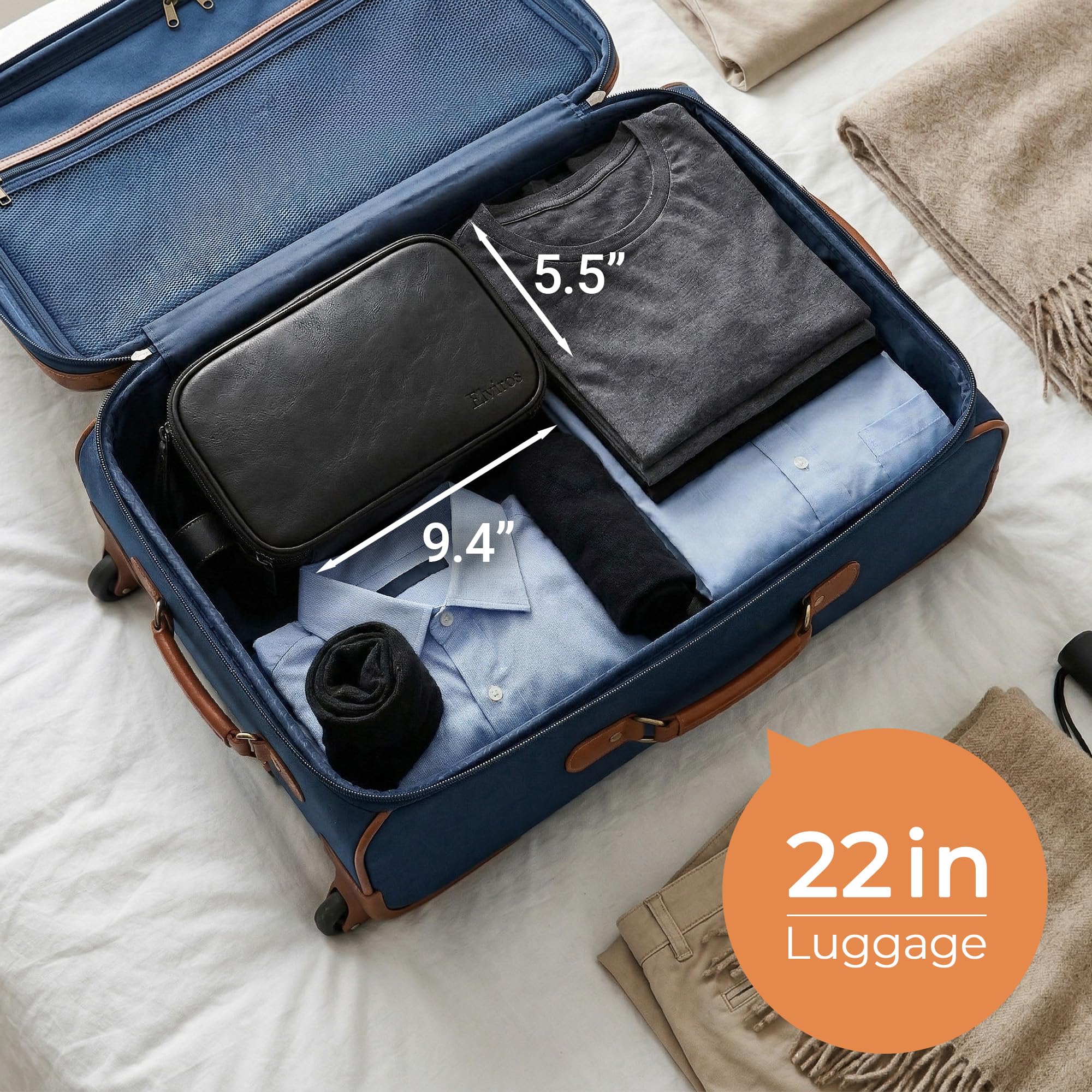 Elviros Beauty case uomo grande viaggio rasatura doppio kit impermeabile bagno articoli da toeletta organizer pelle PU borse cosmetici