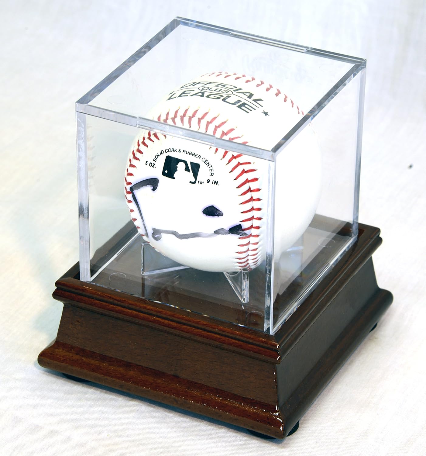 Single Baseball Cube Display Case Stand with 98% UV Ultra Pro Cube Included (Cherry Finish)