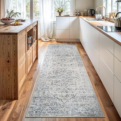 Miniatura 57 de Bloom Rugs - Alfombra caminera Caria lavable, antideslizante, de 3,05 m, color marfil/gris/caramelo tradicional, para entrada, pasillo, baño