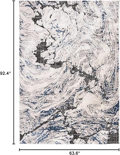 Miniatura 9 de Safavieh Petra Collection 8 x 10 IvoryBlue PTA102A Modern Non-Shedding Living Room Dining Bedroom Home Office Area Rug