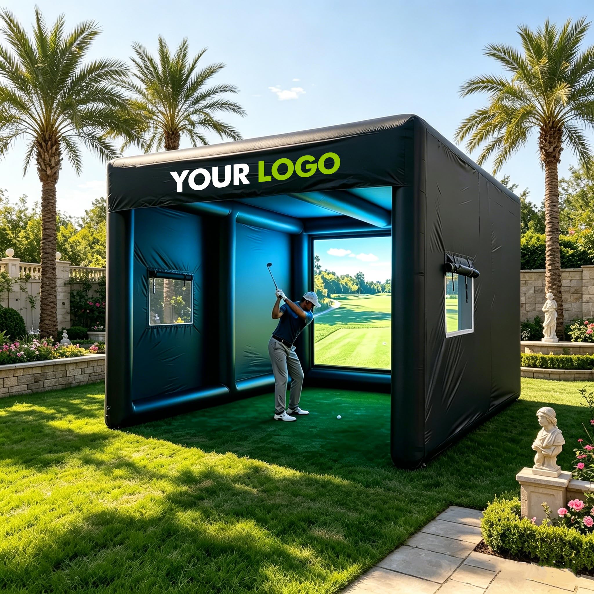 Portable PVC Inflatable Golf Simulator Tent 10FTx13FTx10FT with Custom Logo