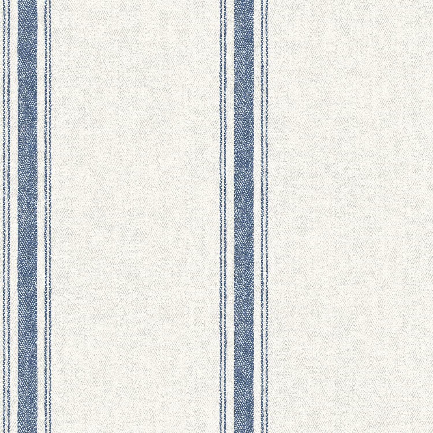 Chesapeake Blue Linette Fabric Stripe Wallpaper, 3115-12462