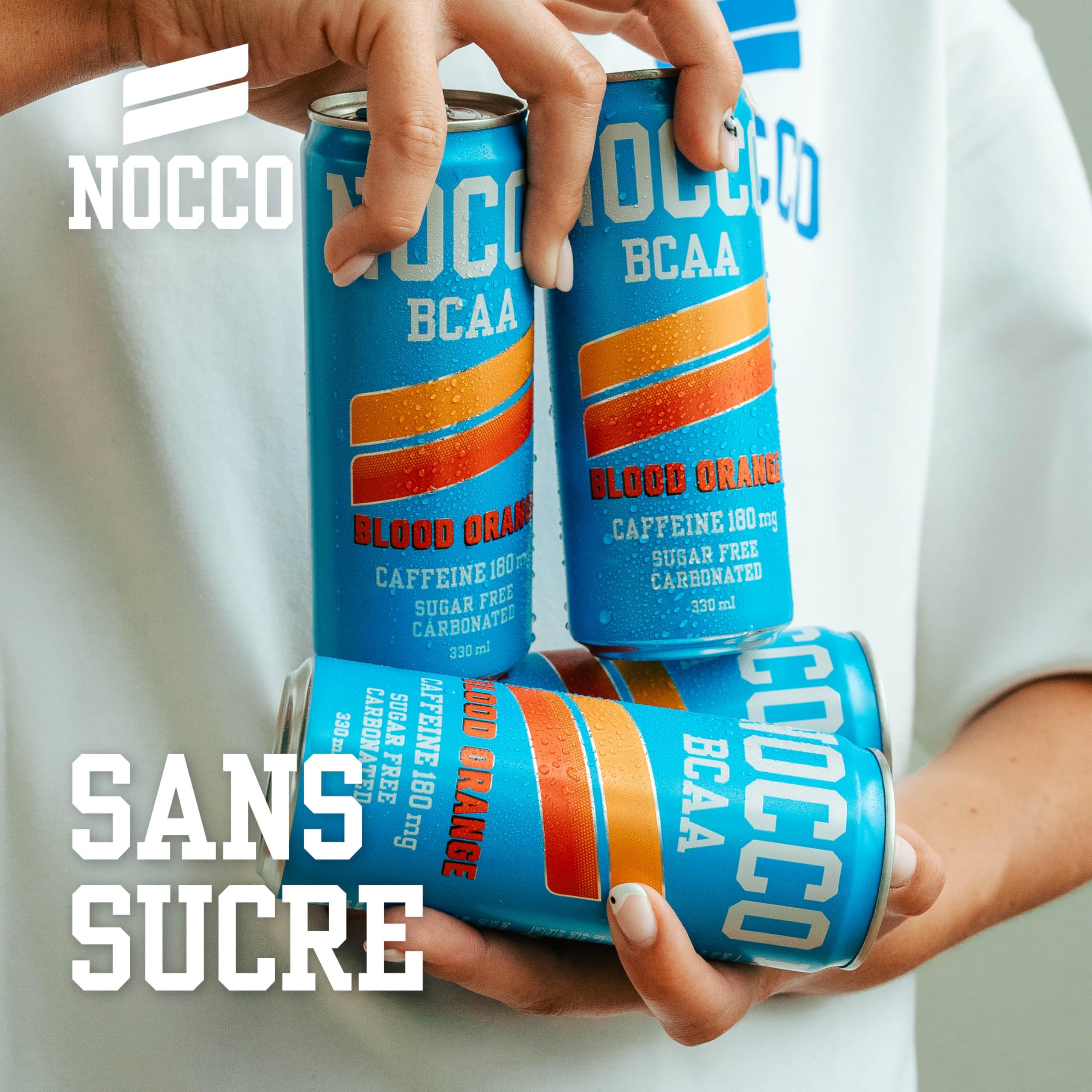 NOCCO Energiegetränk mit Blutorange, 180 mg, Koffein, 24 x 330 ml, Energiegetränke, ohne Zucker BCAA (Blood Orange Del Sol)
