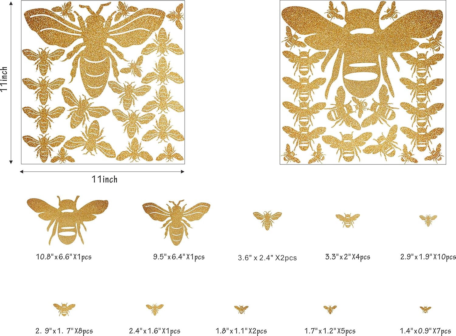 Bee Wall Decals Honey Bee Wall Decor Bee Wall Stickers Gold Honey Bee Decals, Honeycomb Wall Decals, Nursery Wall Decor Peel&Stick and Removable Decals for Bedroom