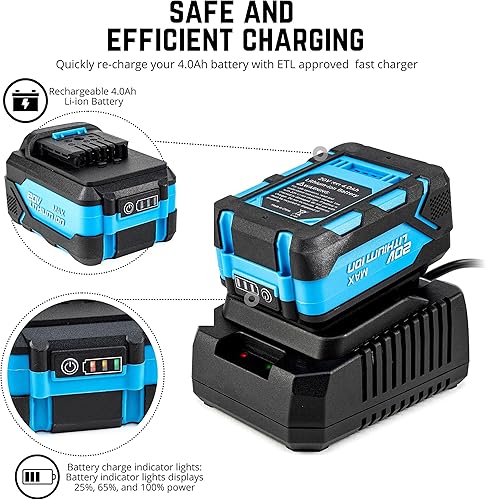 Miniatura 17 de NEIKO Amoladora angular inalámbrica 10881A, amoladora de 4 1/2 pulgadas con velocidad variable, batería recargable de iones de litio de 20 V 4.0 A