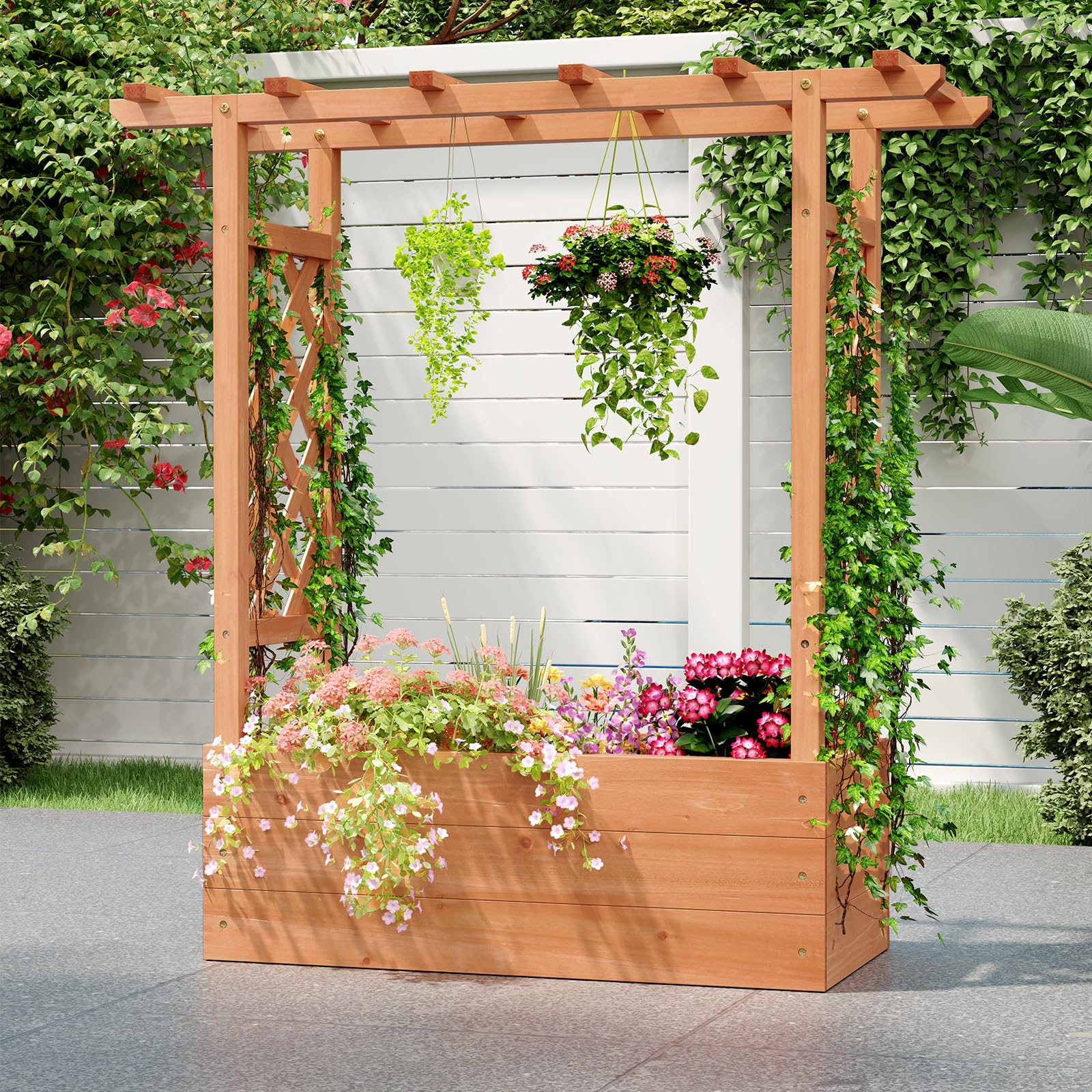 Outsunny Jardinière Surélevée Avec Treillis, Treillis Bac à