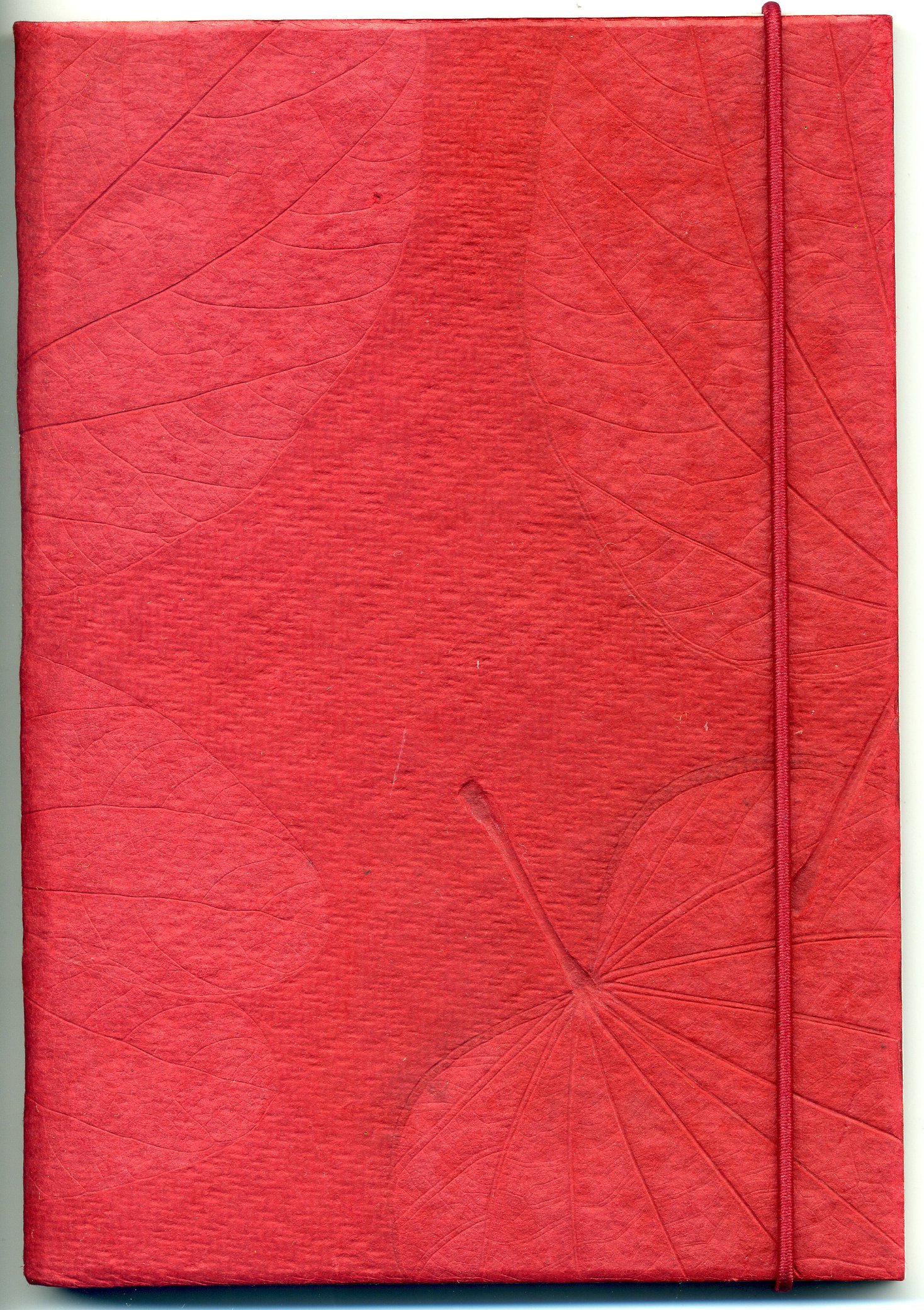 Handmade Notebook Real Leaf Imprints on Red Handmade Paper; Notebook Dairy Journal Eco Friendly Paper Valentine Mothers Day Holiday Friendship Teacher Gift Idea