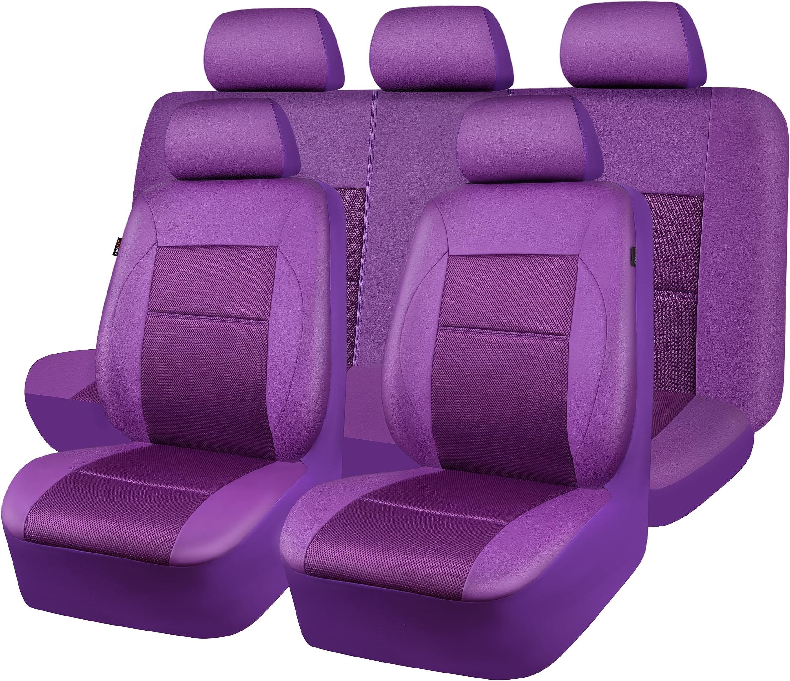 CAR PASS Leather Seat Covers Purple Universal Warm Winter