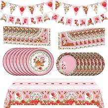 Treasures Gifted Officially Licensed Strawberry Shortcake Decorations - Serves 16 Guests - Complete Set Strawberry Shortcake Baby Shower Decorations - Birthday Party Supplies Accessories