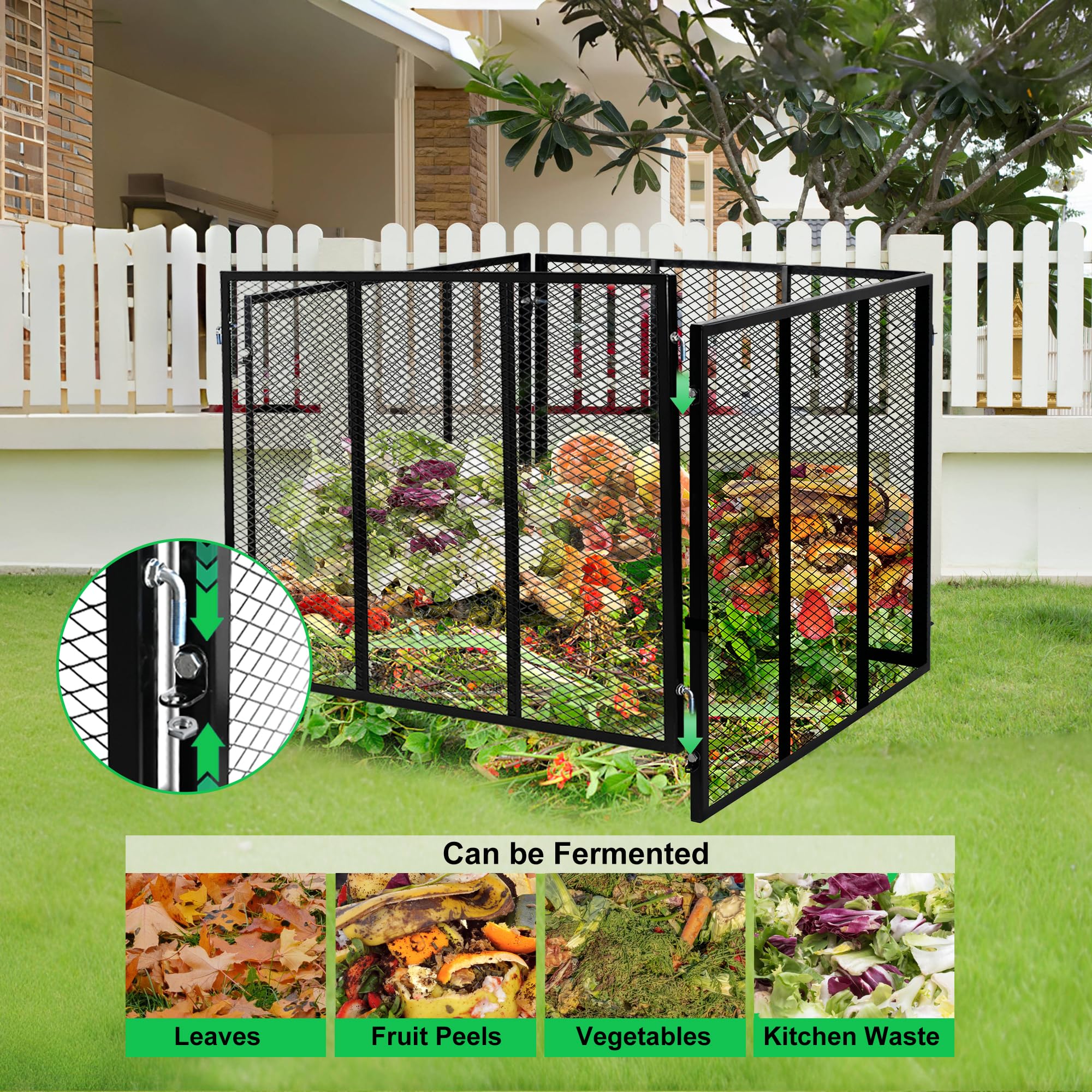 Compost Wire Lock Mill Food Recycler Compost Bin Outdoor - 285 Gallon Metal Wire Mesh ...
