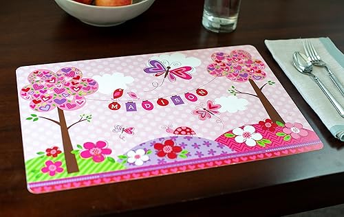 Miniatura 2 de Mantel individual personalizado para niños, flores rosadas - I See Me!