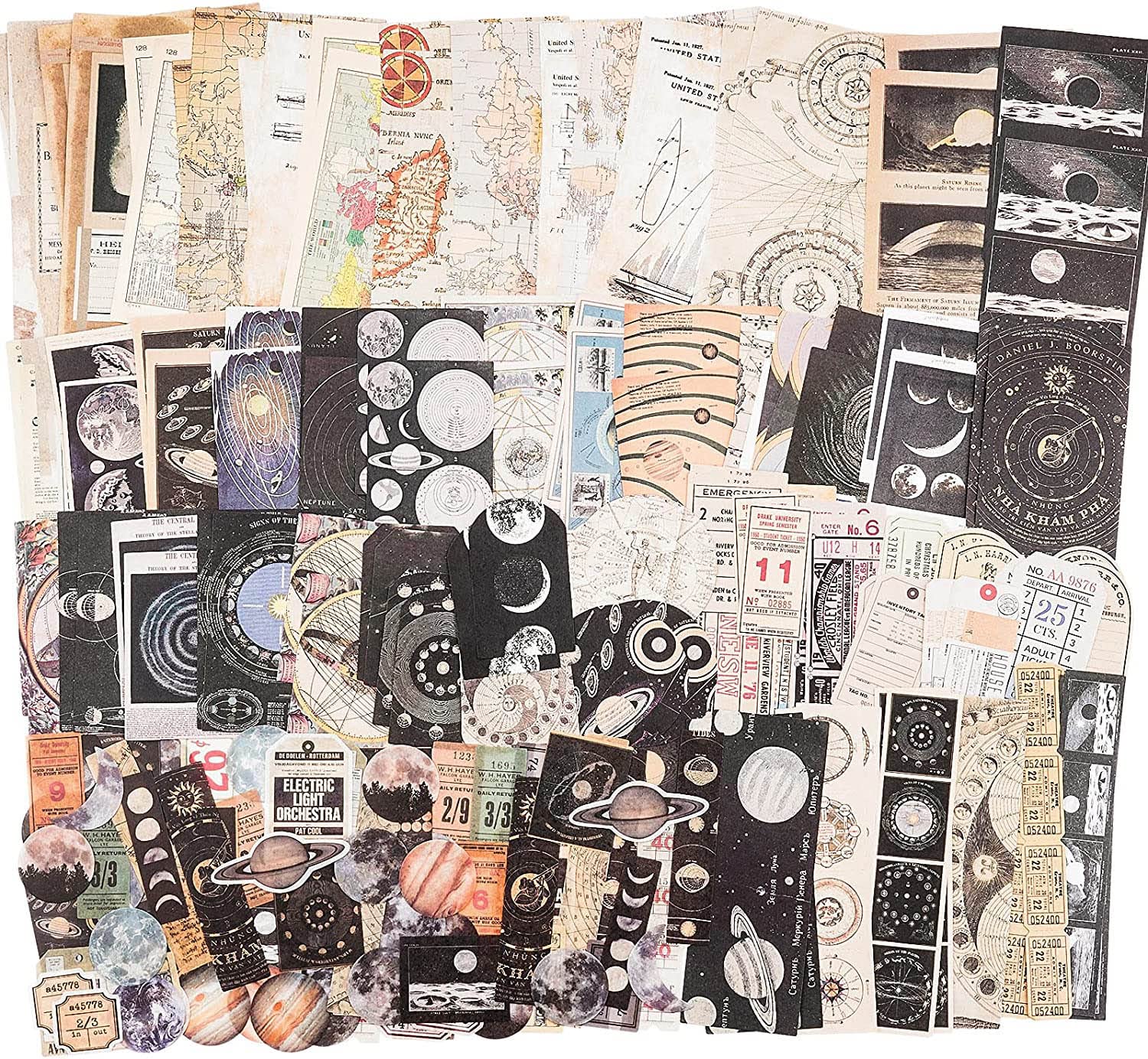 200 Piezas Vintage Scrapbook Pegatinas Time Memory Colección Papel Decorativo Escritura Etiqueta Pegatinas Diario Scrapbook Photo Craft Diary