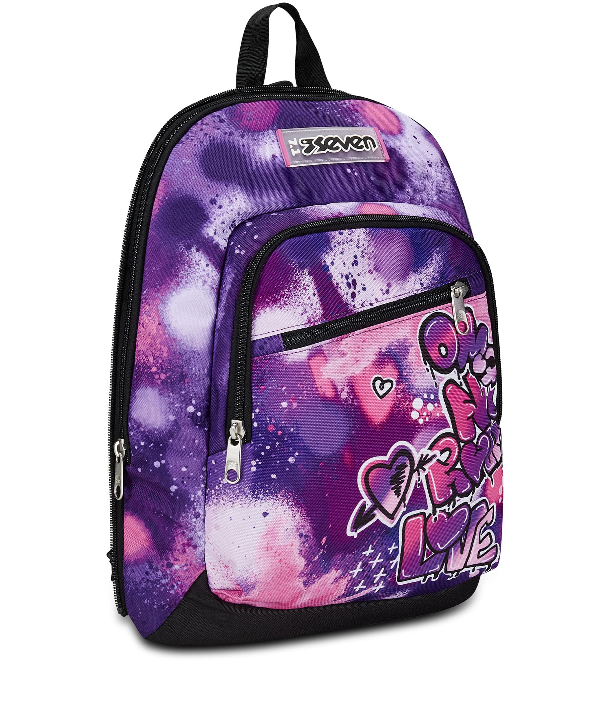 Seven Zaino Scuola Adavanced Detach, Viola, Bubble Street, Doppio Scomparto Con Tasca Staccabile Uso Zainetto, Tasca Porta PC, Tasca Porta Borraccia, Zaino Medie e Superiori, Bambina Ragazza