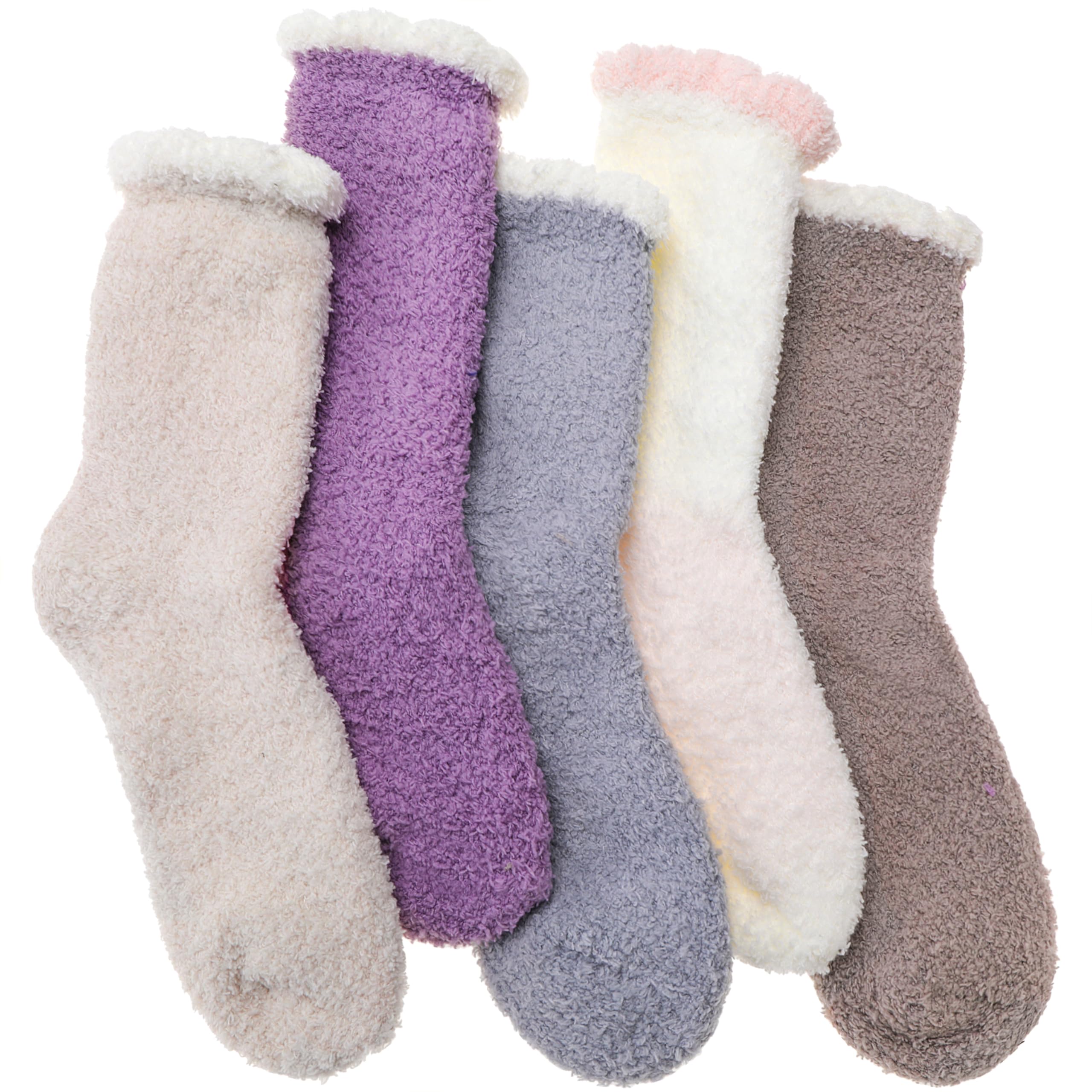 Ebmore Women's Multicolor C Fluffy Fuzzy Socks Slipper Soft Cabin Fleece Cosy Stocking Fillers Plush Winter Bed Gift Socks For (Multicolor C)