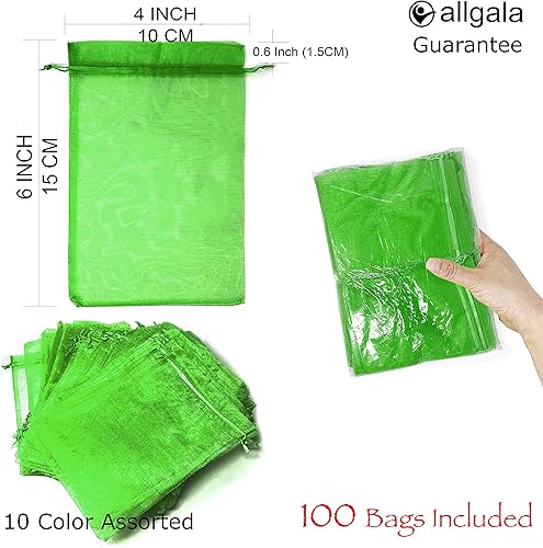 Miniatura 10 de Allgala 100 bolsas de regalo Orangza con cordón de 5 x 7 pulgadas, fucsia, PF53211