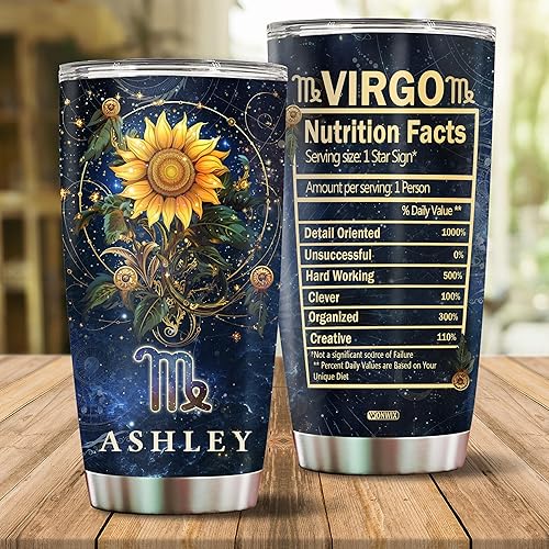Miniatura 2 de Regalos personalizados de Virgo para mujeres, botella de agua de astrología del zodiaco de constelación, regalo para esposa, hija, Navidad,