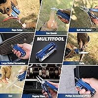 Vista 7 de WORKPRO Alicates multiherramienta 18 en 1, regalos para papá, multiherramienta EDC de acero inoxidable con cuchillo de bolsillo, 2 cerraduras