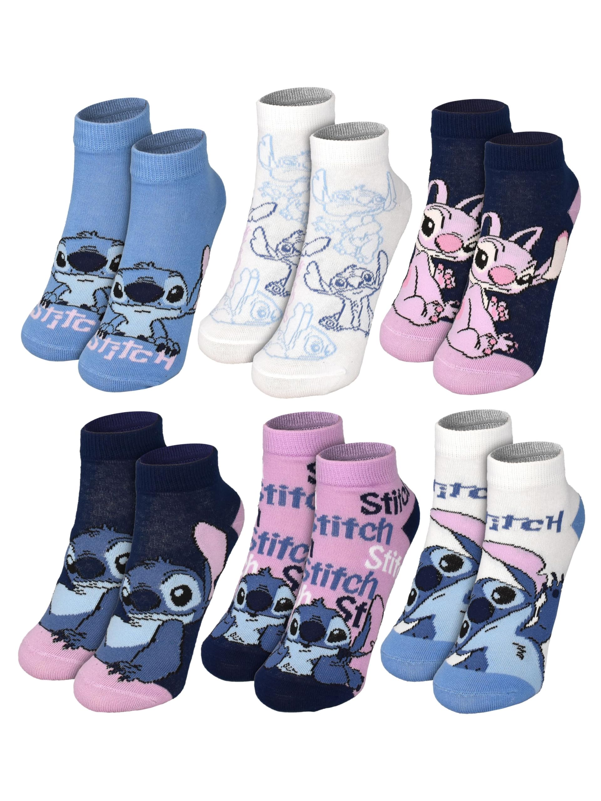 United Labels Disney Lilo & Stitch Calendario dell'Avvento con 12 paia di calzini da donna, taglia 35-41, calendario con sneakers e calzini lunghi, calendario natalizio regalo