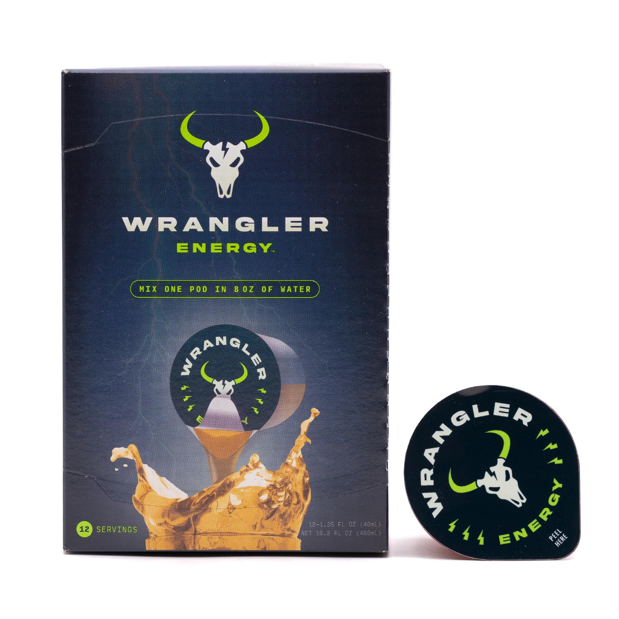 Wrangler Energy by Java House - Single Serve Liquid Energy Drink Concentrate Pods - Peel and Pour - Lightly Sweet Tangy Energy - Pack of 12