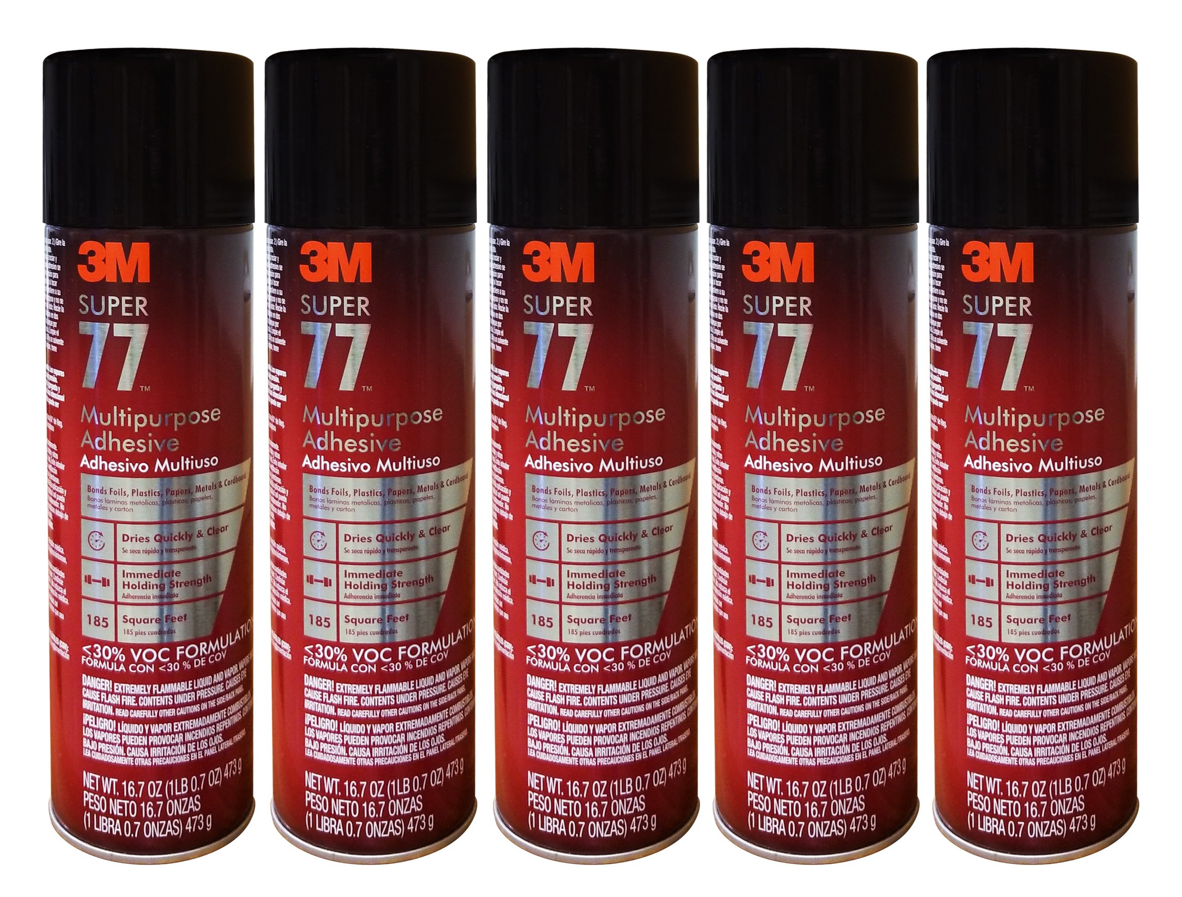QTY5 3M Super 77 Spray Glue 16.7 OZ Adhesive for FOIL Plastic Paper Foam Metal