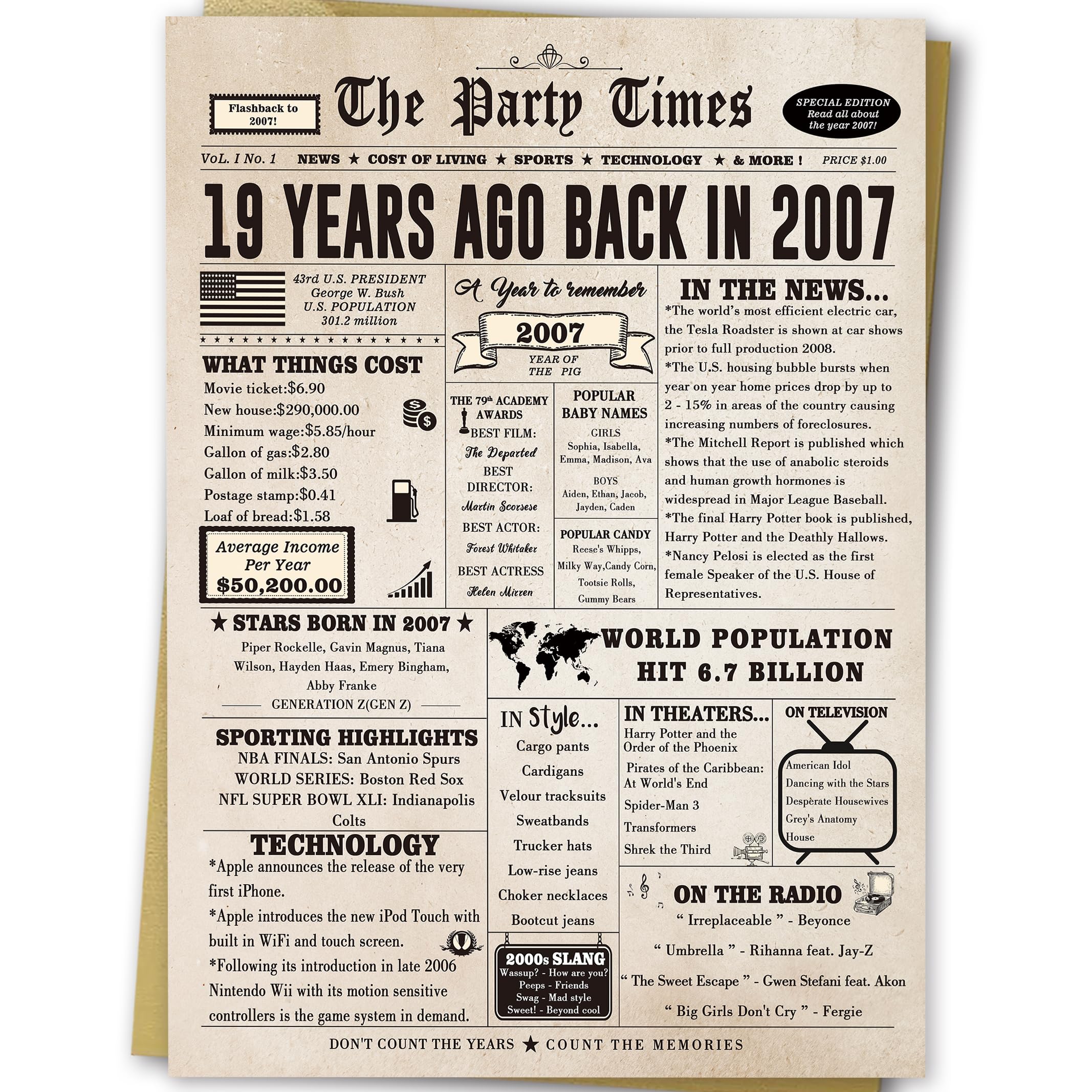 Ziwenhu Vintage 19th Birthday Card Gift for Men Women,Funny 19 Year Old Birthday Decorations for Son Daughter,Jumbo 19th Birthday Cards for Him Her