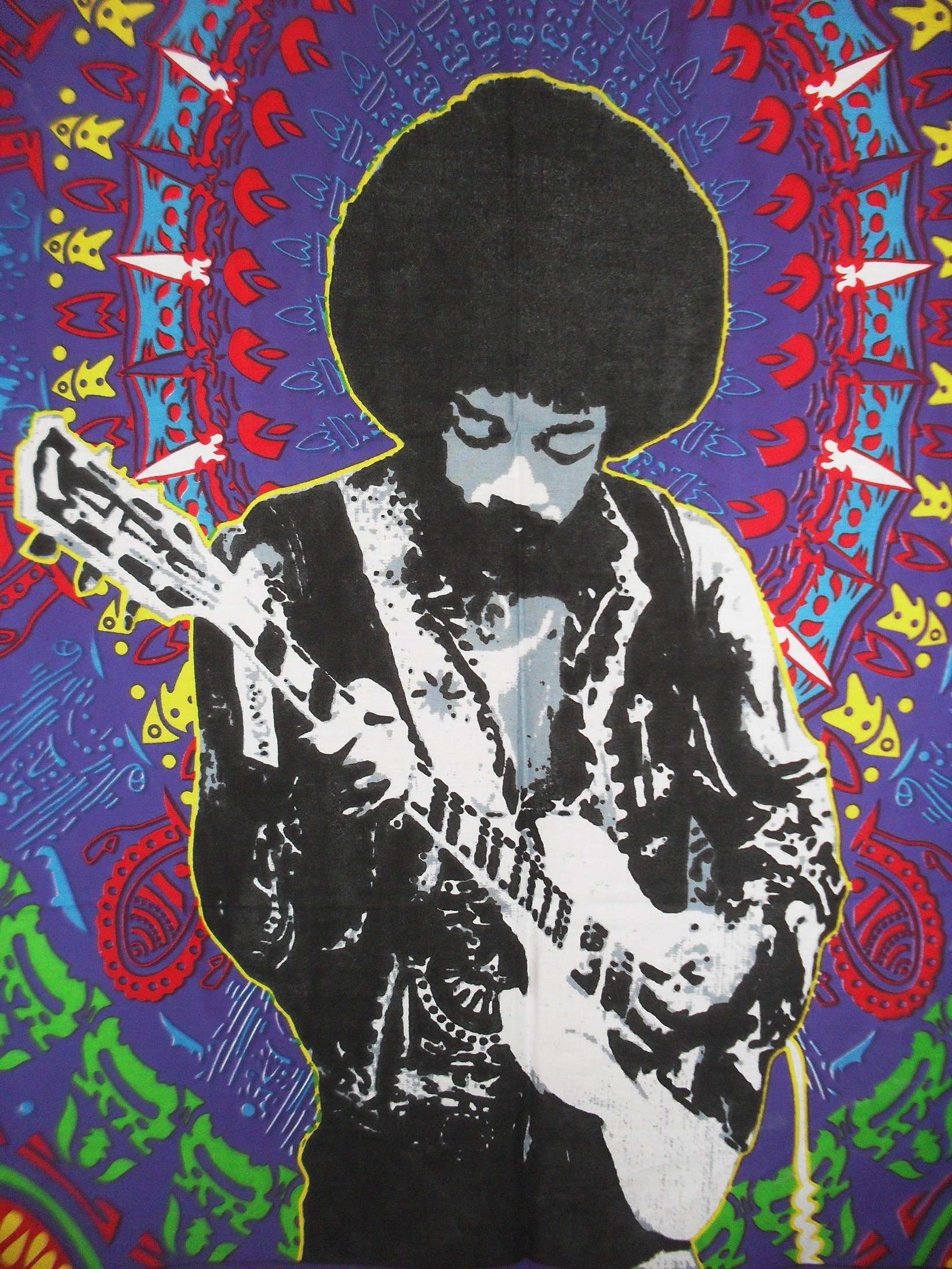 Traditional Jaipur Jimmy Hendrix Poster, Hippie Wall Tapestry, Indian Dorm Decor, Boho Wall Art, Bohemian Wall Hanging