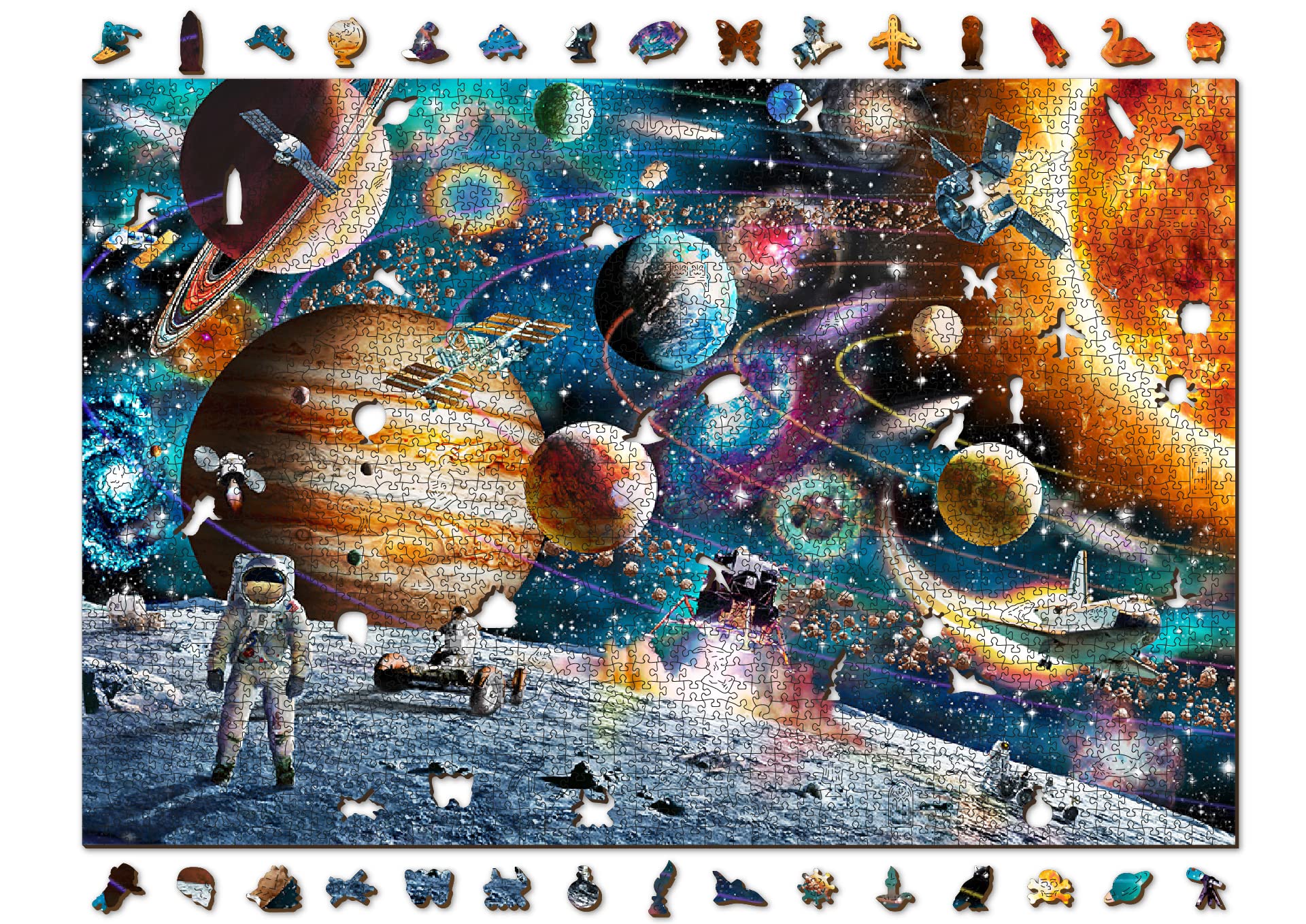 Wooden.City Puzzle en bois de 2000 pièces - Odyssée de l'espace - Unique et insolite avec des pièces formées Puzzle mosaïque défi pour enfants et adultes Cadeau d'anniversaire incroyable 801 x 532 mm
