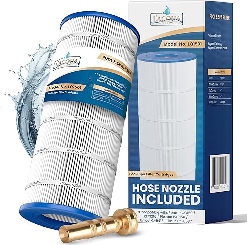 LACQUA Cartucho de filtro de piscina LQ1501 150 SqF reemplaza Pentair Clean & Clear 150, CC150, CCRP150, Posi Clear PXCRP150, R173216, PAP150,