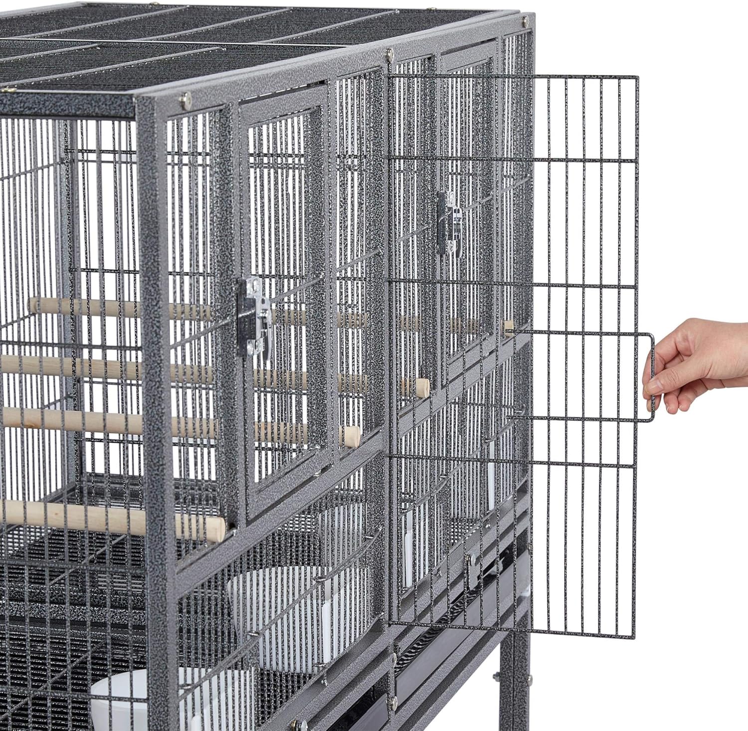 Topeakmart 2 Pack Divided Breeder Parakeet Canary Lovebird Finch Budgie Bird Cages W/Rolling Stand