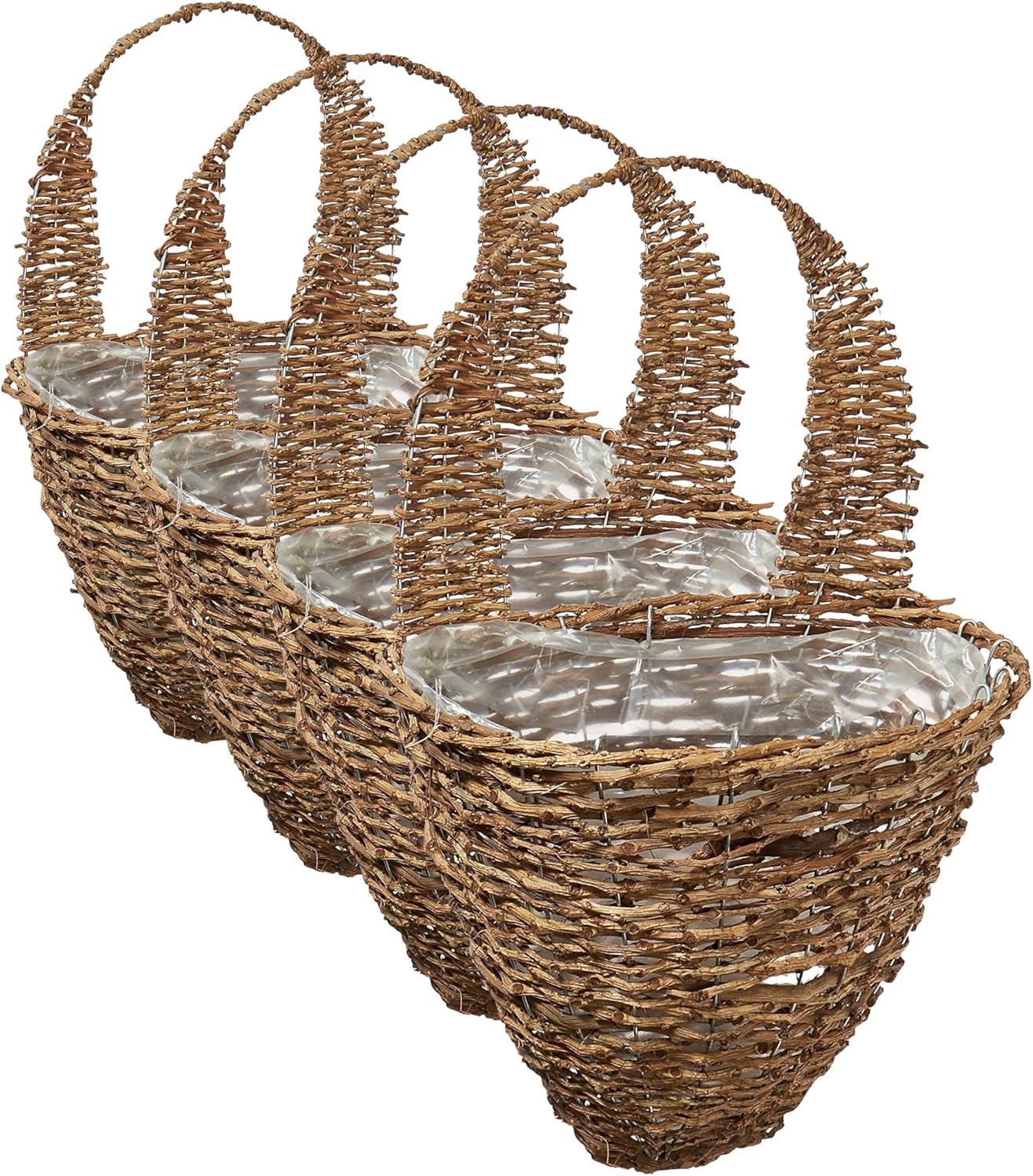 Gardman R299 Rustic Rattan Half Hive Hanging Wall Basket, 12" Wide x 10" Deep (Pack of 4)