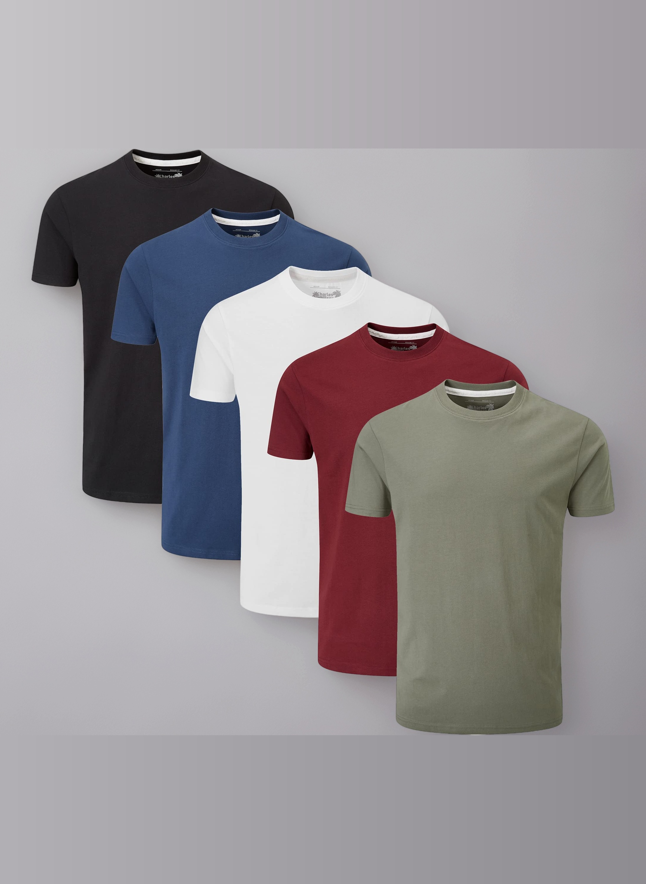 5 Pack Plain Crew Neck T-Shirt