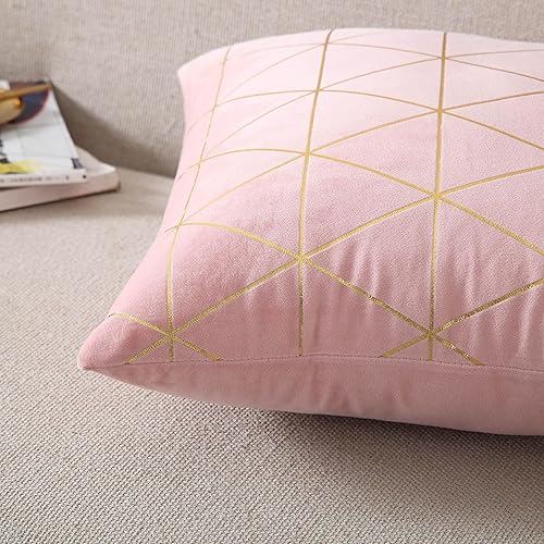 Miniatura 5 de NordECO HOME Paquete de 2 fundas de cojín cuadradas decorativas para sofá, cama, decoración del hogar, 24 x 24 pulgadas, rosa