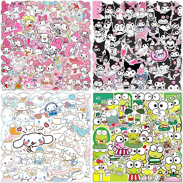 Pegatinas Sanrio 200PCS: Kuromi, Cinnamoroll, My Melody - Figuritas de Cinnamoroll