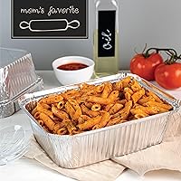 Vista 4 de PLASTICPRO Moldes desechables de papel de aluminio para llevar de 5 LB de 7'' X 10'' X 3'' pulgadas, moldes para hornear - utensilios de cocina