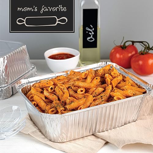 Miniatura 4 de PLASTICPRO Moldes desechables de aluminio para hornear de 5 libras, 7 x 10 x 3 pulgadas, utensilios de cocina perfectos para hornear pasteles,