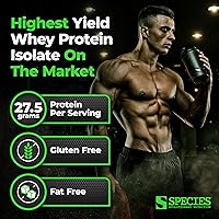 Vista 2 de Species Nutrition Isolyze - Proteína de suero en polvo, 100% proteína aislada de suero de leche, proteína de suero para construcción muscular, 0.71