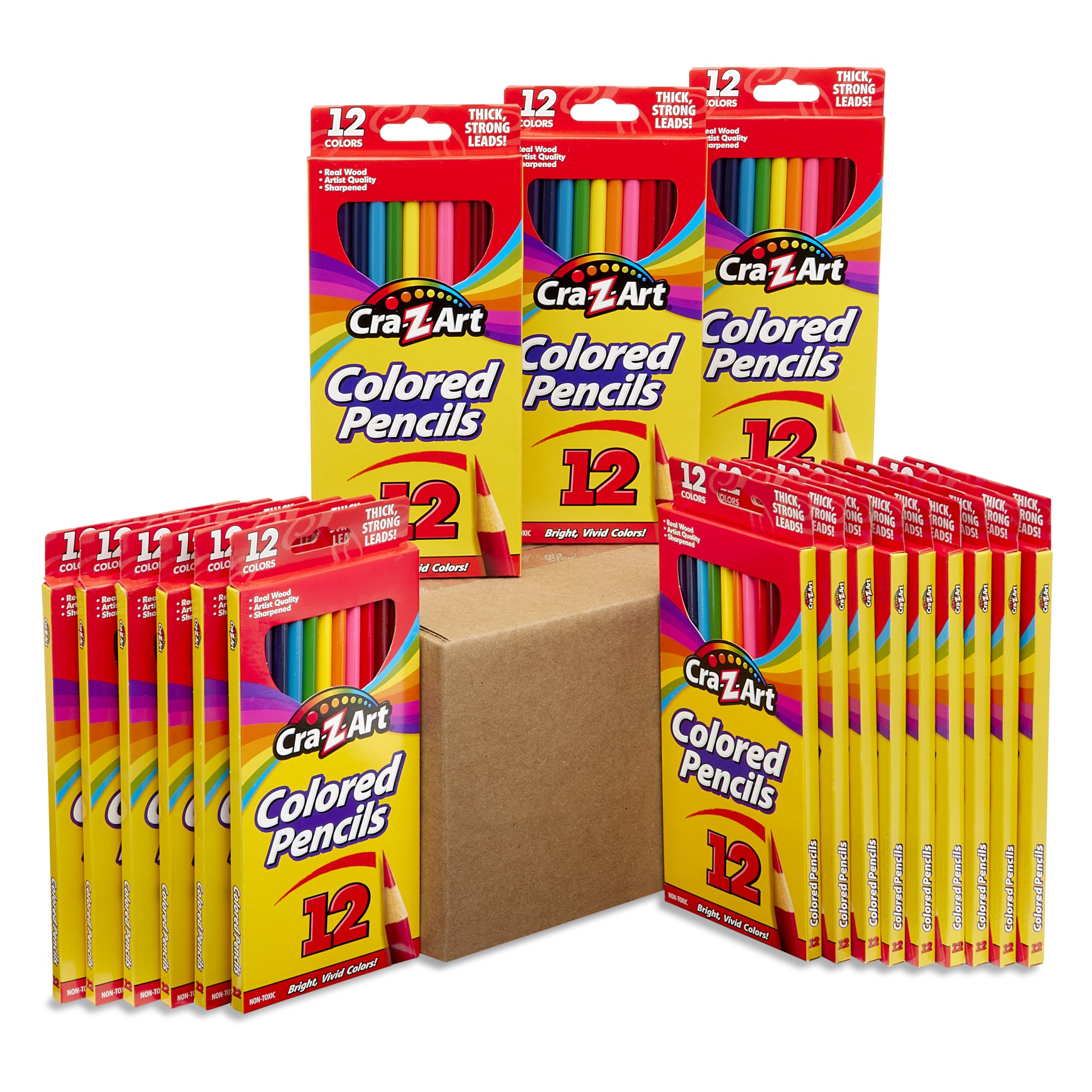 Cra-Z-Art Großpackung Buntstifte, 18 Packungen mit je 12 kt Buntstiften, Schulbedarf, Klassenzimmerbedarf, Lehrer-Großpackung