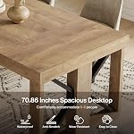 Table à manger rectangulaire Tribesigns de 70,87 po pour 6-8 personnes, table de cuisine en bois de style ferme avec base solide pour salle à manger, cuisine, salon, brune