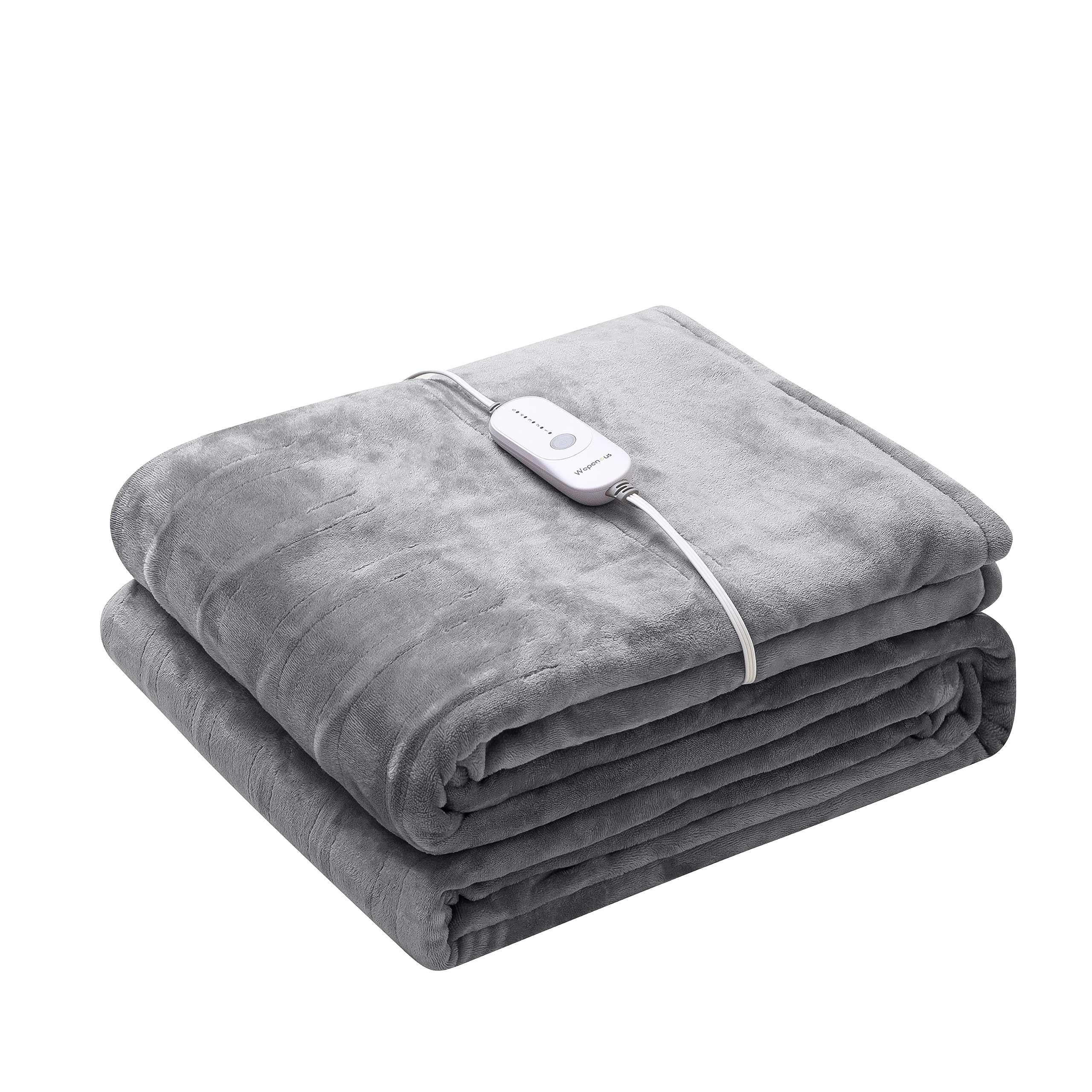 Wapaneus Heated Blanket Electric Throw 72" x 84" Full Size with 5 Heating Levels and 10 Hours Auto-Off, Flannel Fast-Heating Electric Blanket, ETL Listed, Machine Washable, Grey